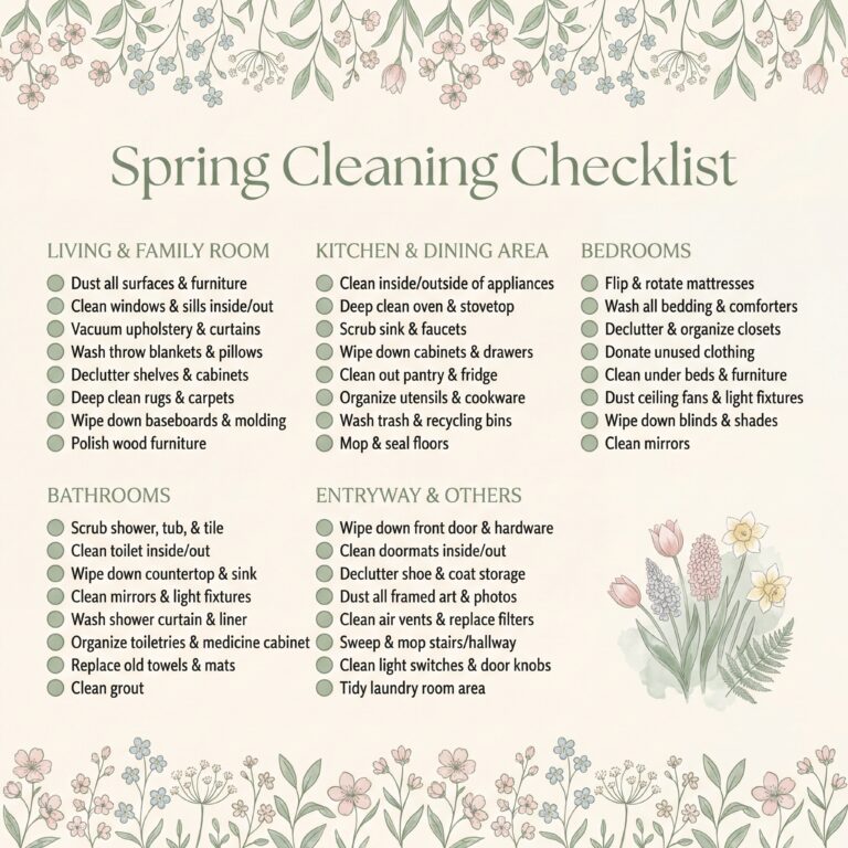 The Room-by-Room Spring Cleaning Checklist You’ll Actually Want to Print (4 Free Versions)