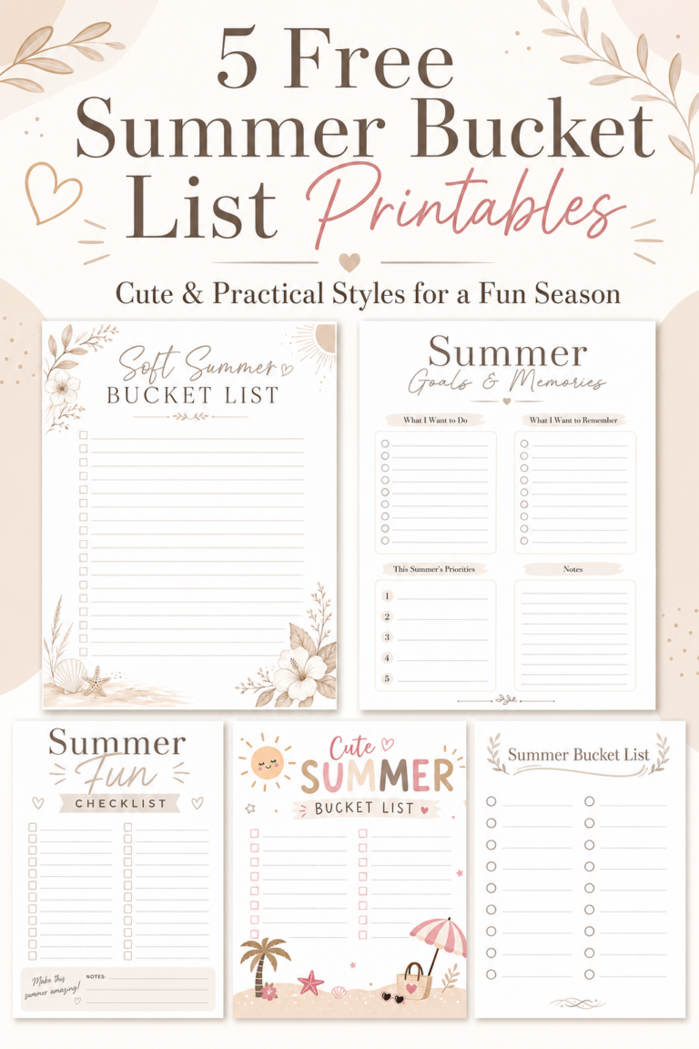 5 Free Summer Bucket List Printables for a Softer, More Fun Season