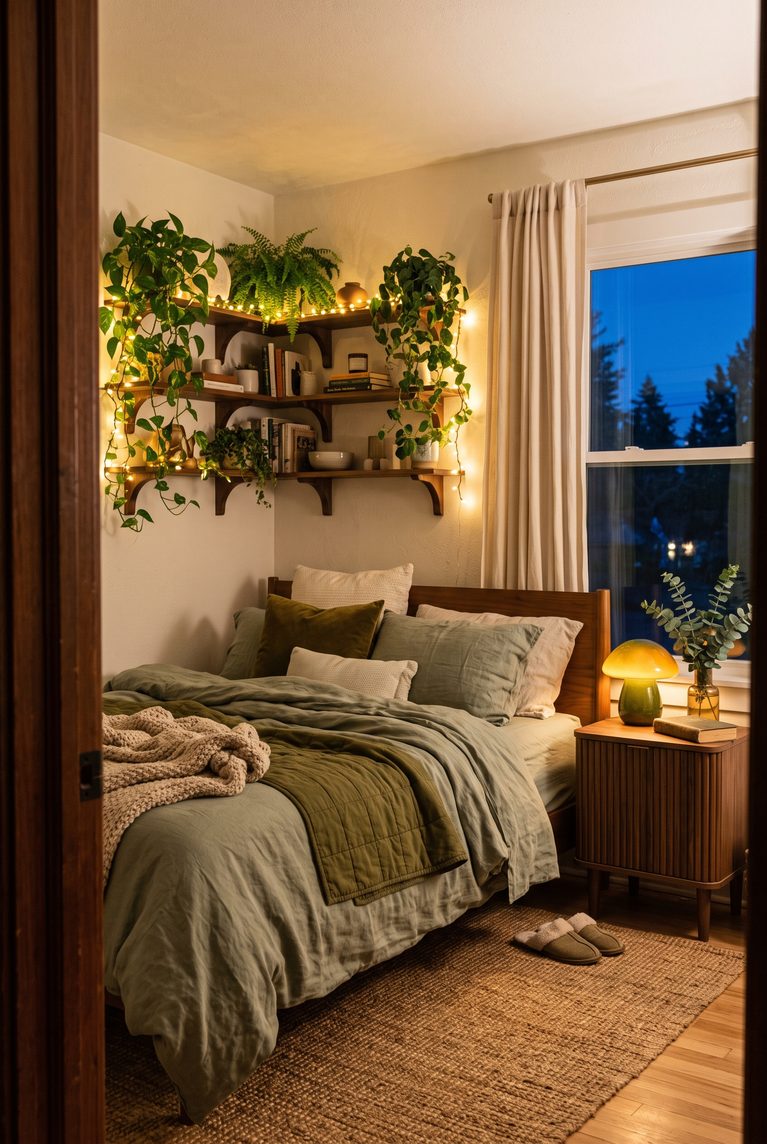 Greenery Bedroom Ideas: Three Greens, One Wood and a Lot of Calm